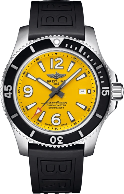 Breitling,Superocean 44mm,44mm,Stainless Steel,Yellow,Automatic,Day,40hours,A17367021I1S1