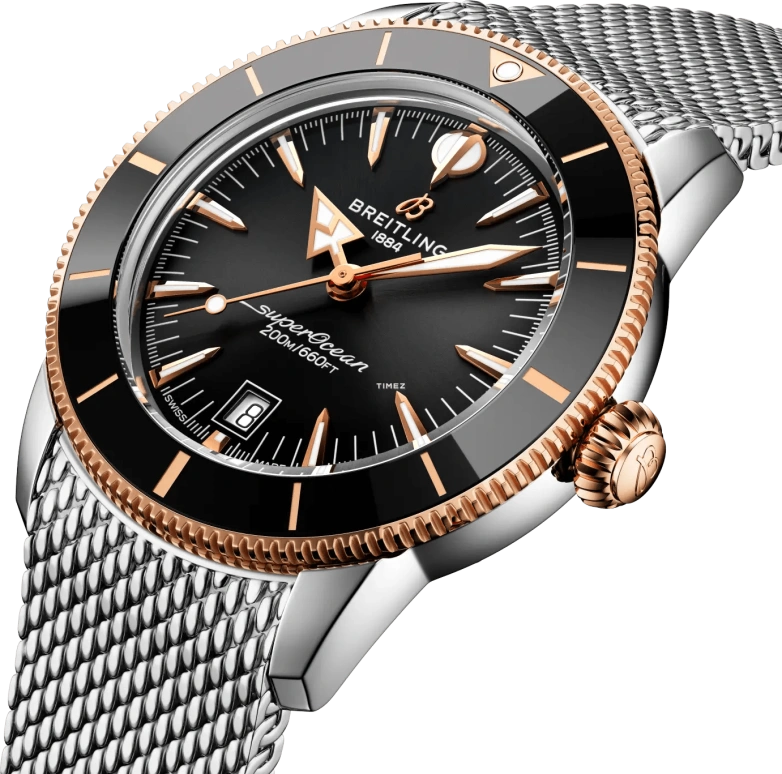 Breitling,Superocean Heritage 42mm,42mm,Stainless Steel,Red Gold,Black,Automatic,Day,78hours,UB3111241B1A1