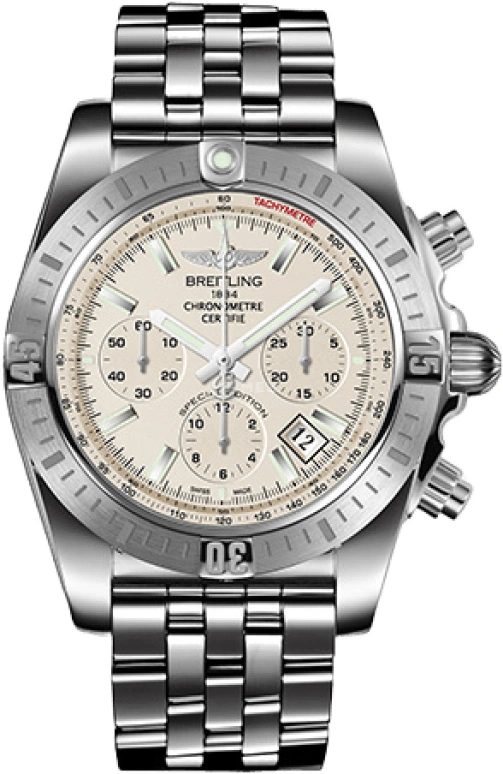 Breitling,Chronomat 44mm,44mm,Stainless Steel,White,Automatic,Chronograph,Day,Column Wheel,AB011511,AB011511/G829/388A