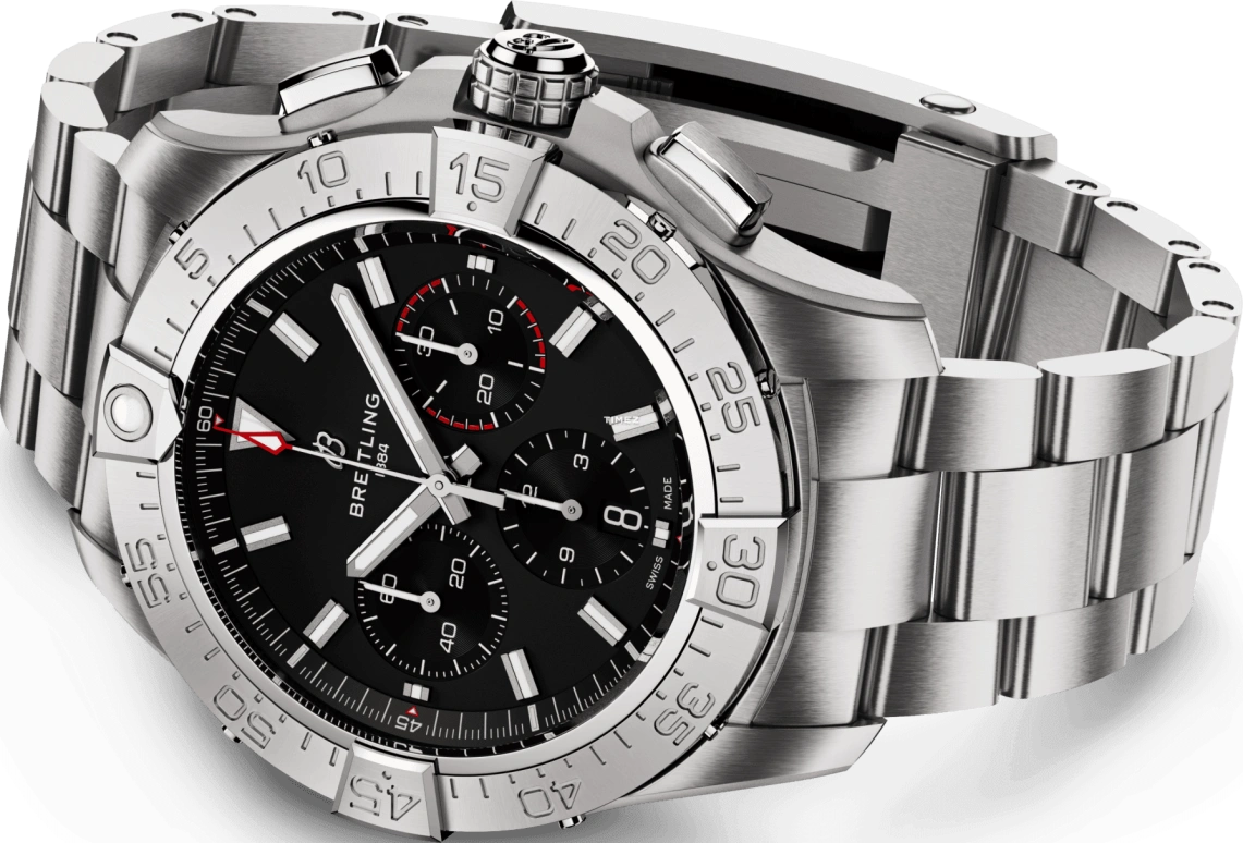 Breitling,Avenger 44mm,44mm,Stainless Steel,Black,Automatic,Chronograph,Day,AB0147101B1A1