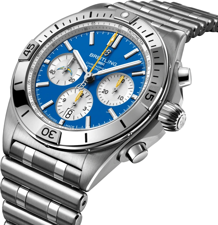 Breitling,Chronomat 42mm,42mm,Stainless Steel,Blue,White,Automatic,Chronograph,Day,AB01342B1C8A1
