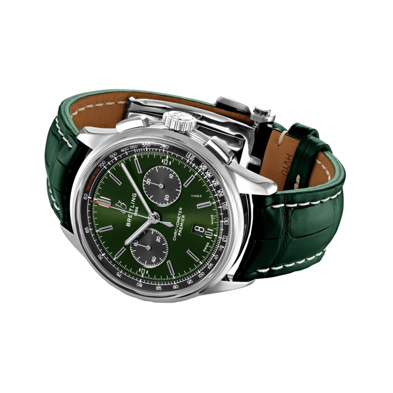 Breitling,Premier 42mm,42mm,Stainless Steel,Green,Grey,Automatic,Chronograph,Day,AB0118221L1P1