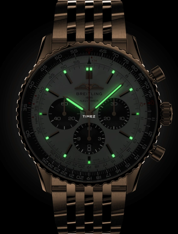 Breitling,Navitimer 46mm,46mm,Red Gold,Silver,Automatic,Chronograph,Day,RB0137241G1R1