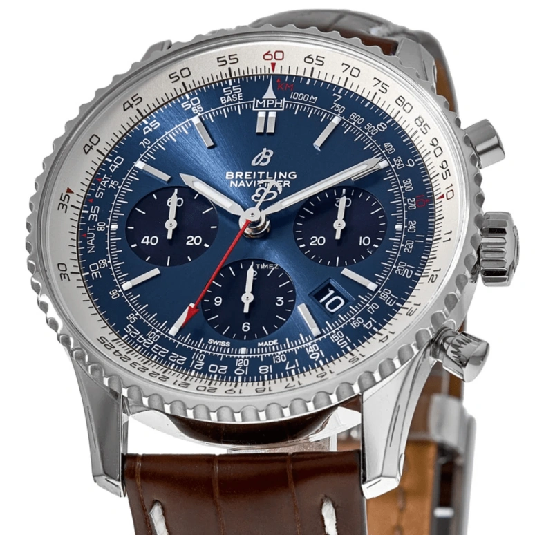 Breitling,Navitimer 43mm,43mm,Stainless Steel,Blue,Automatic,Chronograph,Day,AB0121211C1P4