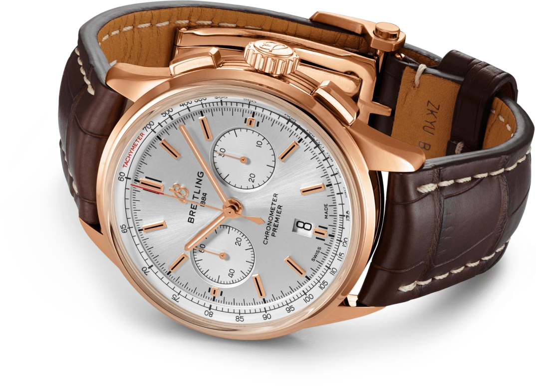 Breitling,Premier 42mm,42mm,Red Gold,Silver,Automatic,Chronograph,Day,RB0118371G1P1