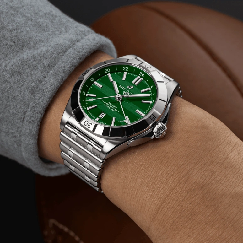 Breitling,Chronomat 40mm,40mm,Stainless Steel,Green,Automatic,Day,Dule Time,A323987B1L1A1
