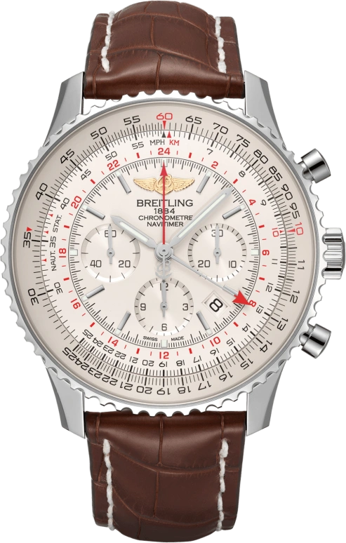 Breitling,Navitimer 48mm,48mm,Stainless Steel,White,Automatic,Chronograph,Day,AB0441211G1P1