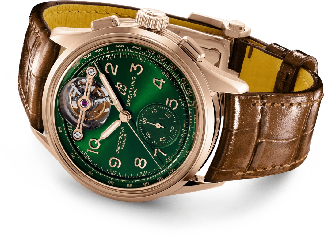 Breitling,Premier 42mm,42mm,Red Gold,Green,Automatic,Tourbillon,70hours,RB21201A1L1P1