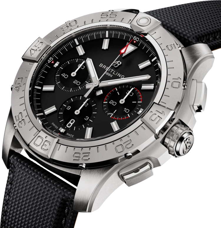 Breitling,Avenger 44mm,44mm,Stainless Steel,Black,Automatic,Chronograph,Day,AB0147101B1X1