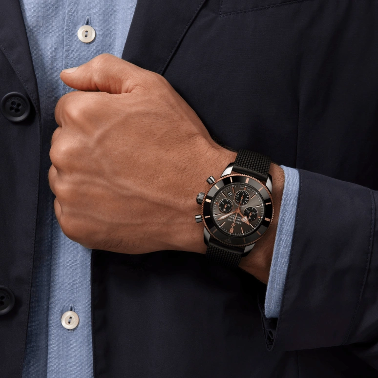 Breitling,Superocean Heritage 44mm,44mm,Red Gold,Stainless Steel,Grey,Automatic,Chronograph,Day,UB01621A1M1S1