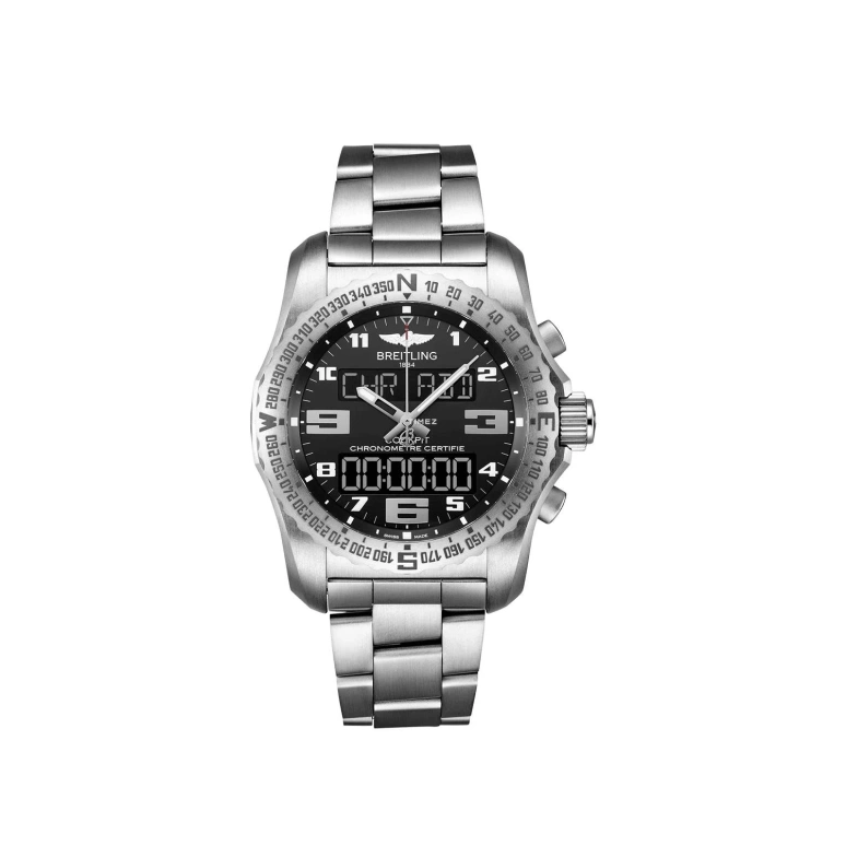 Breitling,Cockpit B50 46mm,46mm,Titanium,Black,Quartz,Countdown,Chronograph,Perpetual Calendar,Month,In-house Caliber,Sapphire,EB5010221B1E1