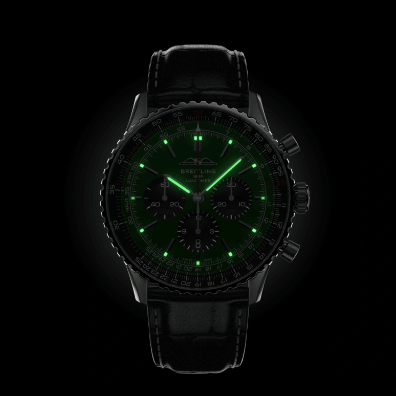 Breitling,Navitimer 46mm,46mm,Stainless Steel,Green,Black,Automatic,Chronograph,Day,AB0137241L1P1