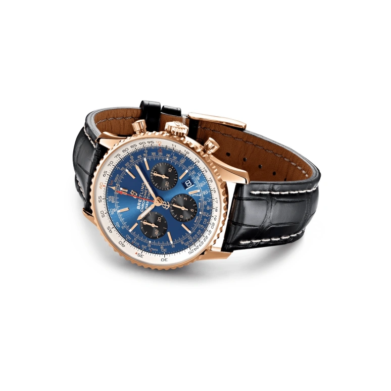Breitling,Navitimer 43mm,43mm,Red Gold,Blue,Automatic,Chronograph,Day,RB0121211C1P1