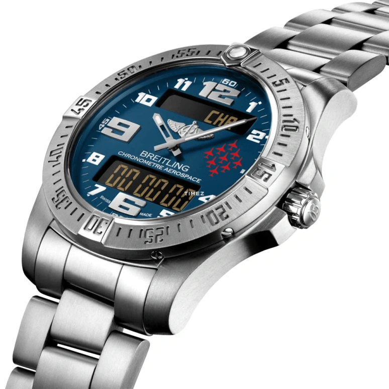 Breitling,Aerospace 43mm,43mm,Titanium,Blue,Quartz,Countdown,Chronograph,Day,Dule Time,Sapphire,Crystal Glass,Round,E793636E1C1E1