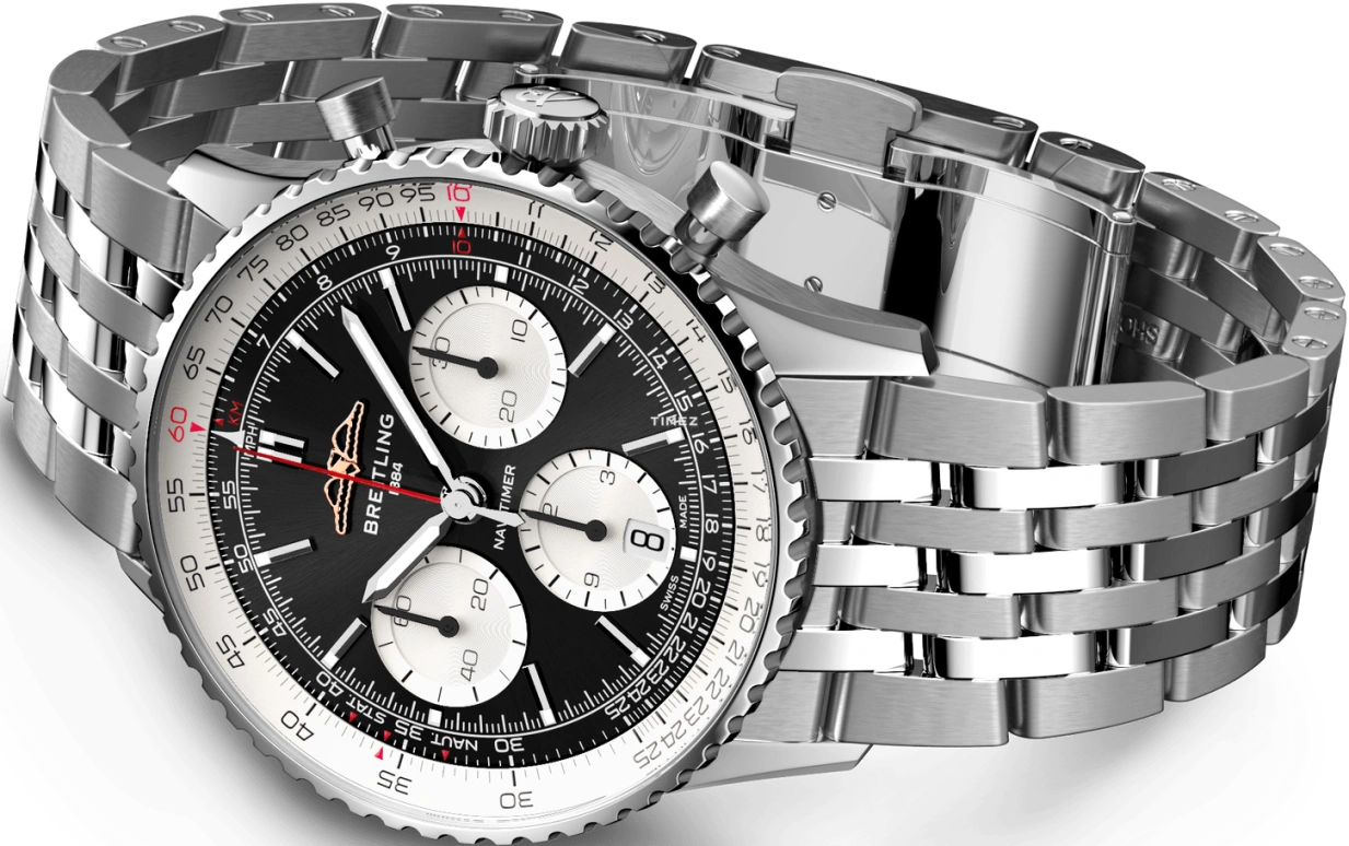 Breitling,Navitimer 41mm,41mm,Stainless Steel,Black,White,Automatic,Chronograph,Day,AB0139211B1A1