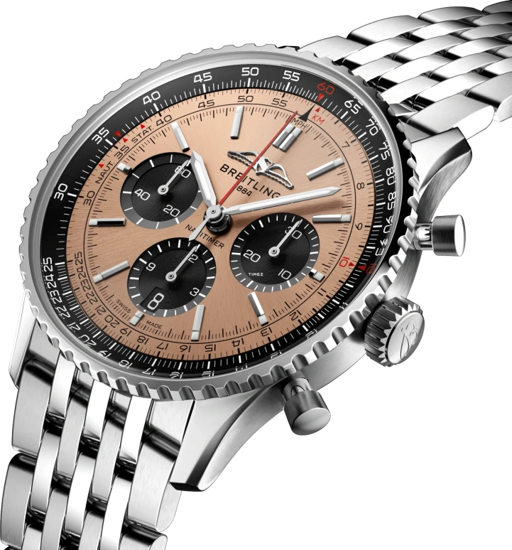 Breitling,Navitimer 43mm,43mm,Stainless Steel,Bronze,Automatic,Chronograph,Day,AB0138241K1A1