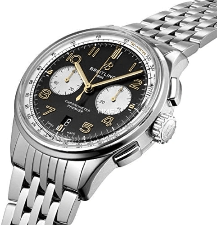 Breitling,Premier 42mm,42mm,Stainless Steel,Black,Automatic,Chronograph,Day,AB0118A21B1A1