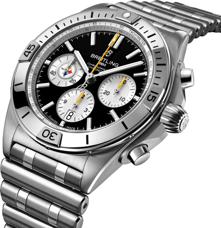 Breitling,Chronomat 42mm,42mm,Stainless Steel,Black,Automatic,Chronograph,Day,AB01342B1B2A1
