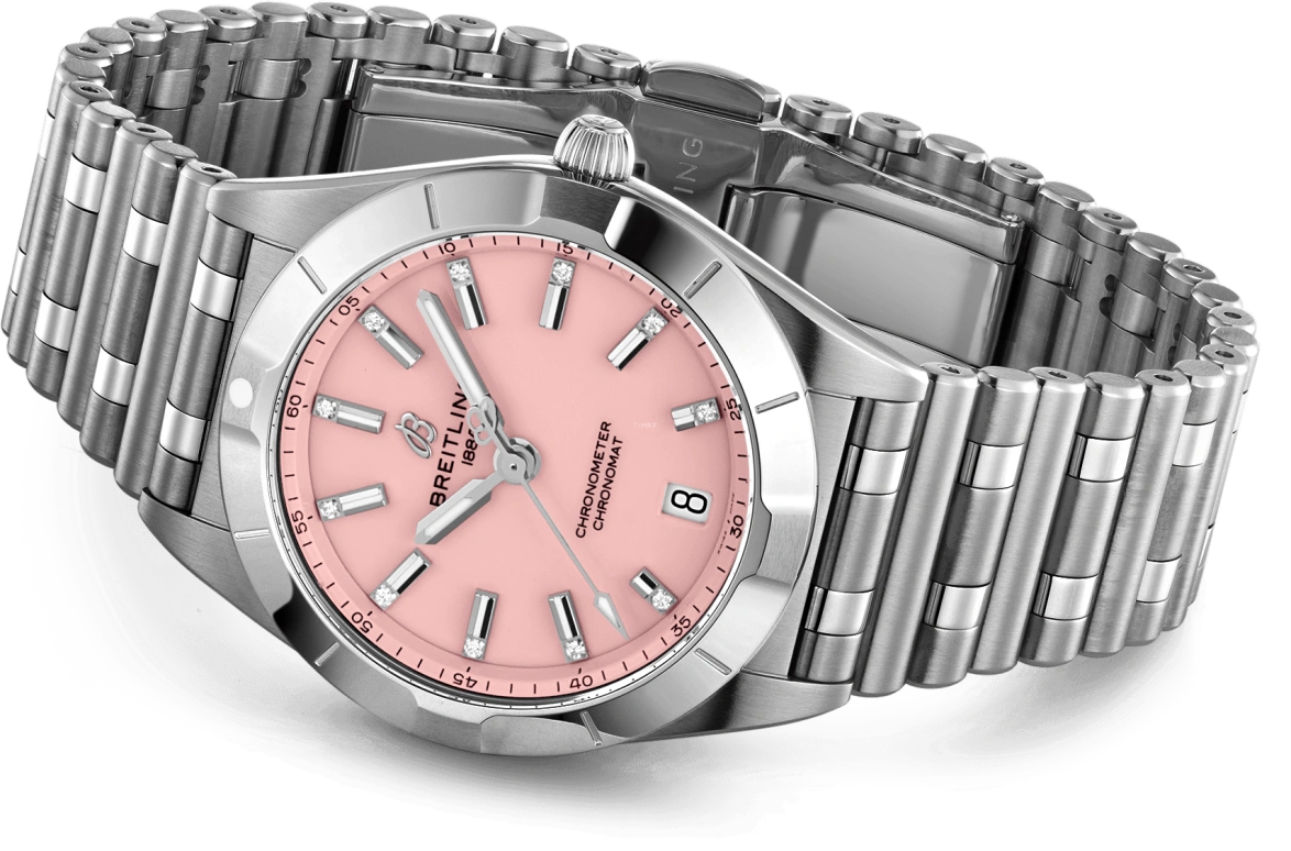 Breitling,Chronomat 32mm,32mm,Stainless Steel,Pink,Quartz,26280hours,In-house Caliber,A77310101K1A1