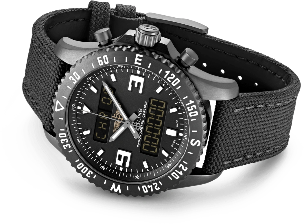 Breitling,Chronospace 46mm,46mm,Stainless Steel,Black,Quartz,Chronograph,Perpetual Calendar,Date,Day,In-house Caliber,Sapphire,M78367101B1W1