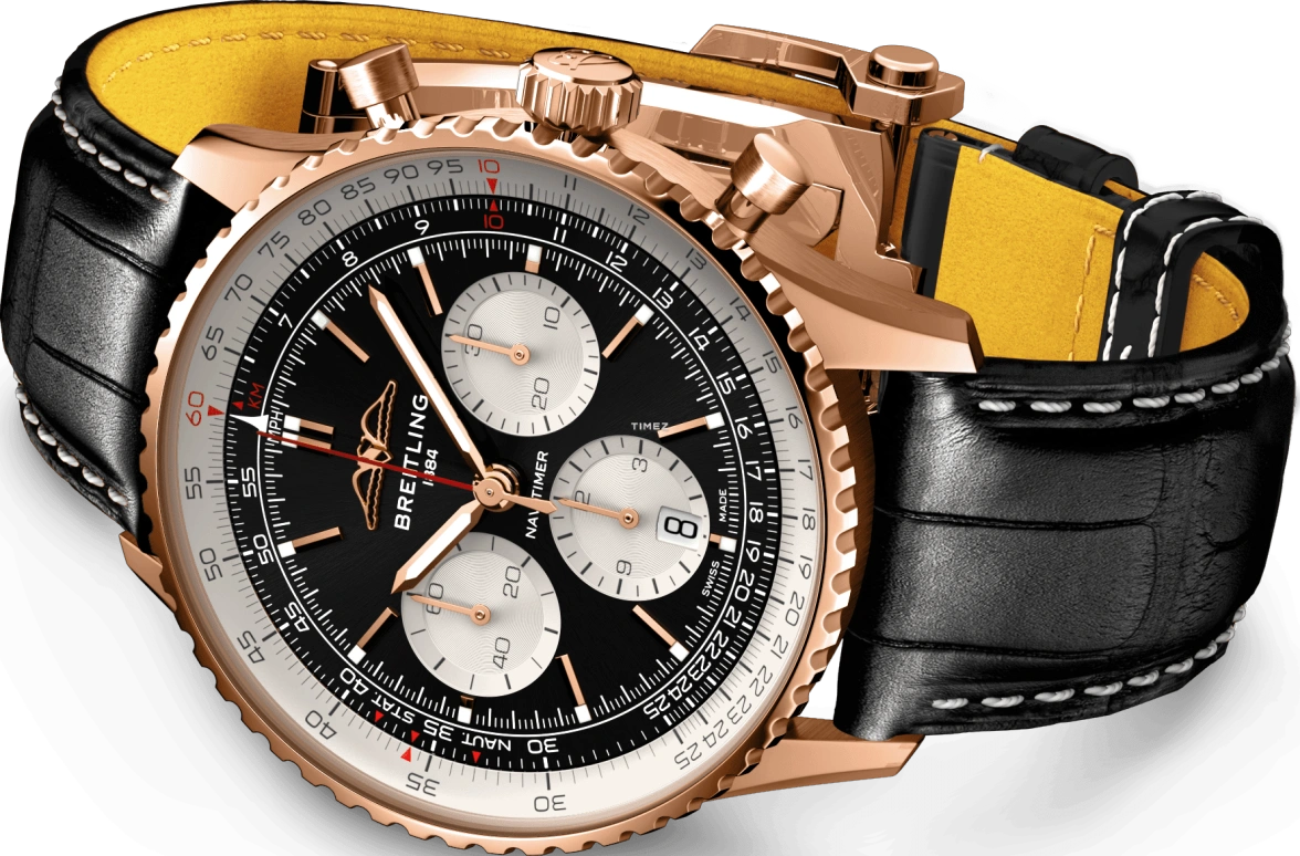 Breitling,Navitimer 43mm,43mm,Red Gold,Black,Automatic,Chronograph,Day,RB0138211B1P1