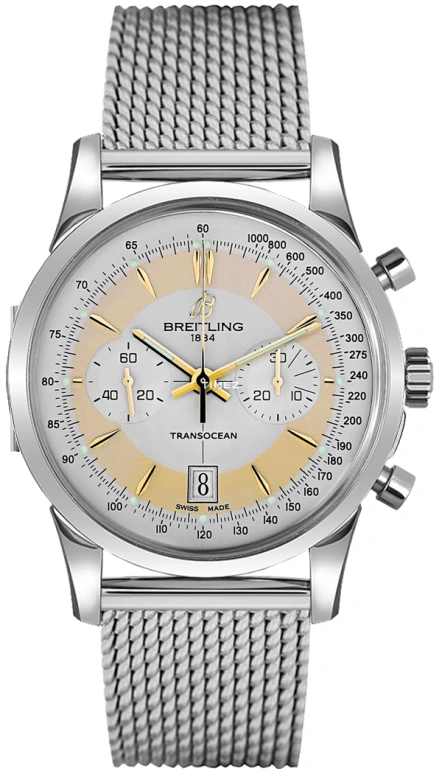 Breitling,Transocean 43mm,43mm,Stainless Steel,Silver,Automatic,Chronograph,Day,AB015412,AB015412/G784/154A