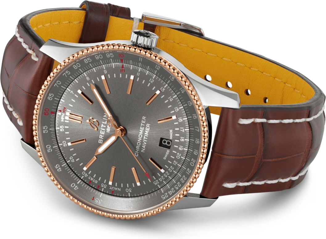Breitling,Navitimer 41mm,41mm,Rose Gold,Stainless Steel,Grey,Automatic,Chronograph,Date,Anti-magnetic,U17326121M1P1