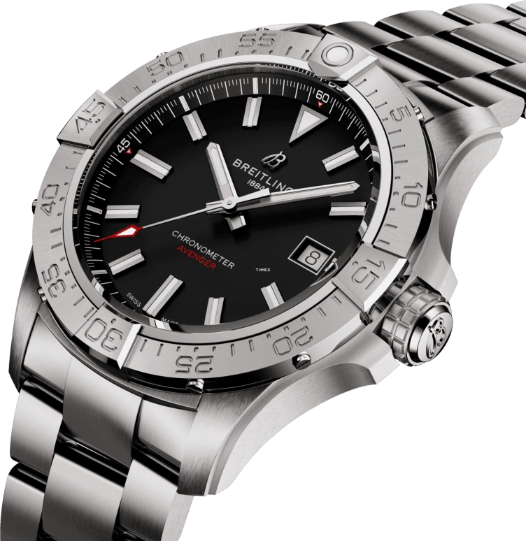 Breitling,Avenger 42mm,42mm,Stainless Steel,Black,Automatic,Day,Sapphire,Crystal Glass,A17328101B1A1