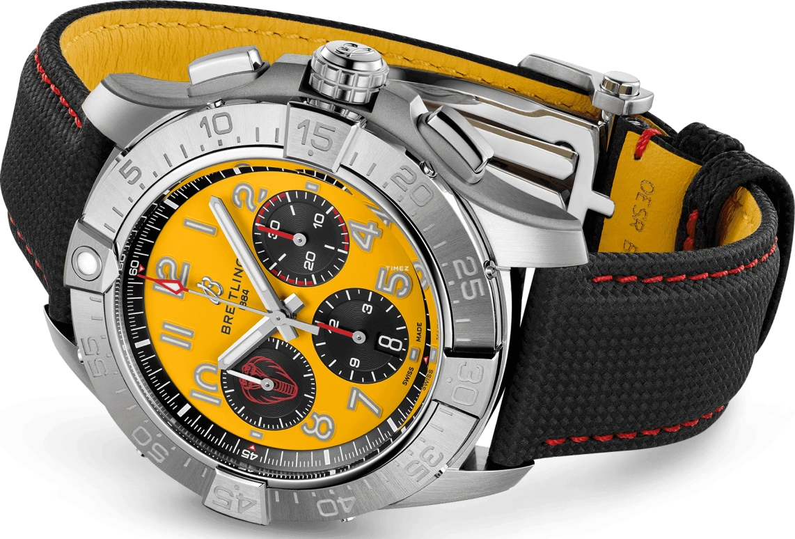 Breitling,Avenger 44mm,44mm,Stainless Steel,Black,Yellow,Automatic,Chronograph,Day,snake,AB01474A1I1X1