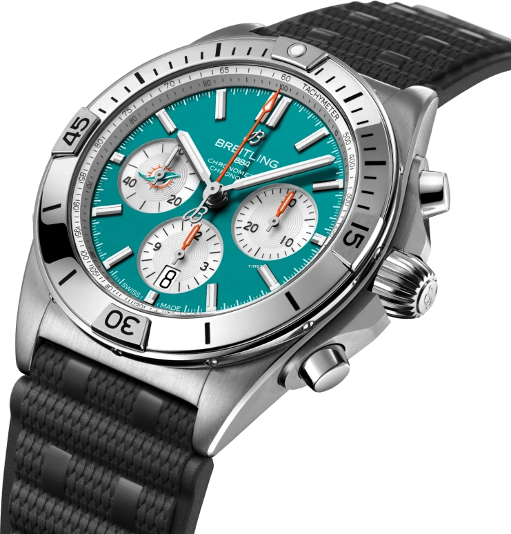 Breitling,Chronomat 42mm,42mm,Stainless Steel,Green,White,Automatic,Chronograph,Day,AB01342B1L2S1