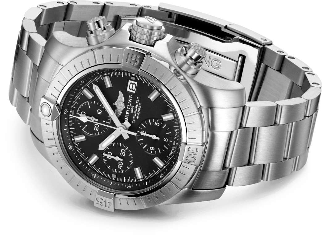 Breitling,Avenger 43mm,43mm,Stainless Steel,Black,Automatic,42hours,In-house Caliber,A13385101B1A1