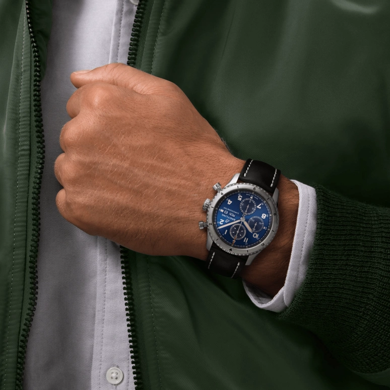 Breitling,Aviatior 8 43mm,43mm,Stainless Steel,Blue,Automatic,Chronograph,Date,Compass,A13316101C1X3