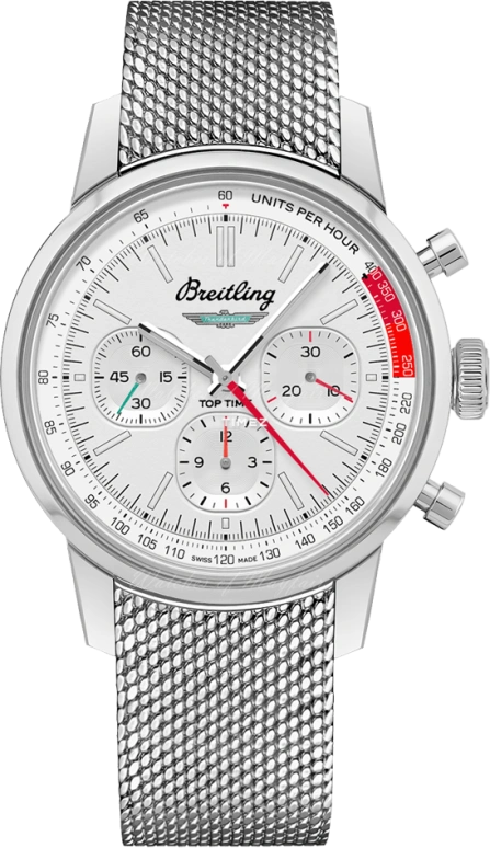 Breitling,Top Time 41mm,41mm,Stainless Steel,White,Automatic,Chronograph,Sapphire,Crystal Glass,AB01766A1A1A1