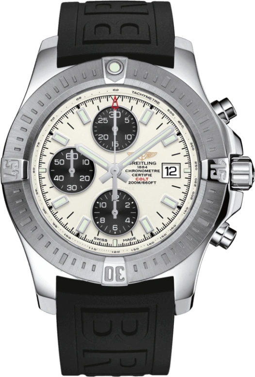 Breitling,Colt 44mm,44mm,Stainless Steel,White,Black,Automatic,Chronograph,Day,A1338811,A1338811/G804/153S/A20D.2