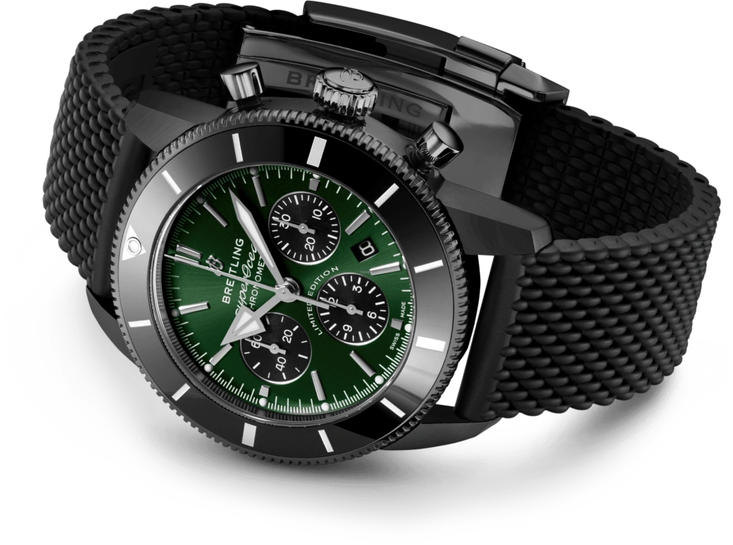 Breitling,Superocean Heritage 44mm,44mm,Ceramic,Stainless Steel,Green,Automatic,Chronograph,Day,MB01621A1L1S1