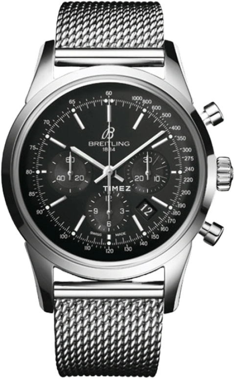 Breitling,Transocean 43mm,43mm,Stainless Steel,Black,Automatic,AB015212,AB015212/BA99/151A
