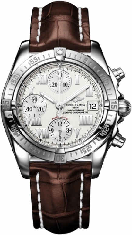 Breitling,Cockpit 39mm,39mm,Stainless Steel,White,Automatic,Chronograph,Day,A1335812A596