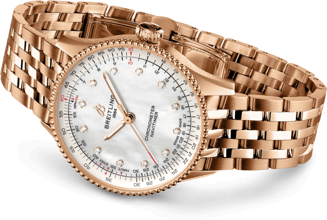 Breitling,Navitimer 36mm,36mm,Red Gold,White,Automatic,Chronograph,Sapphire,Crystal Glass,R17327211A1R1