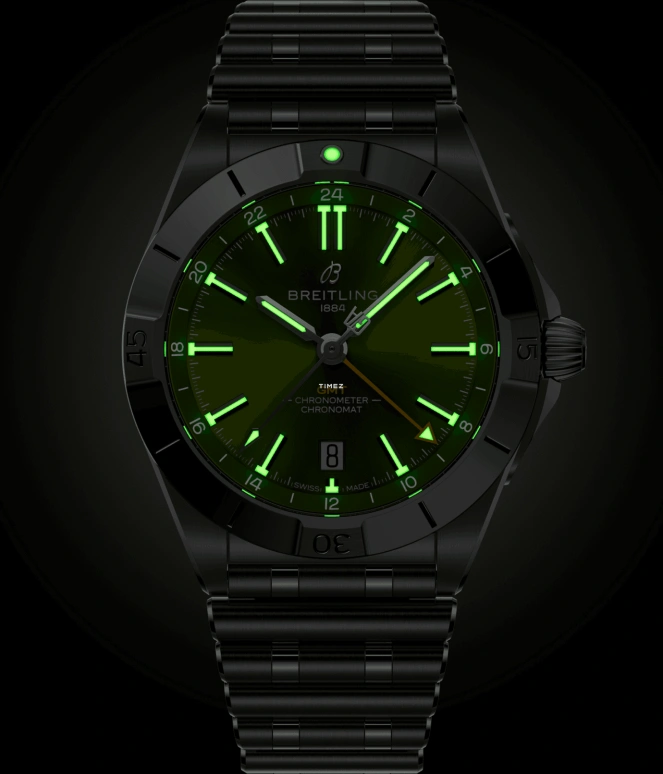 Breitling,Chronomat 40mm,40mm,Stainless Steel,Green,Automatic,Day,Dule Time,Giannis Antetokounmpo,A32398A11L1A1