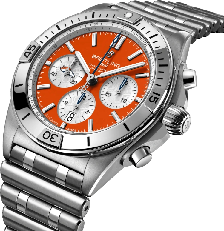 Breitling,Chronomat 42mm,42mm,Stainless Steel,Orange,Automatic,Chronograph,Day,AB01342B1O2A1