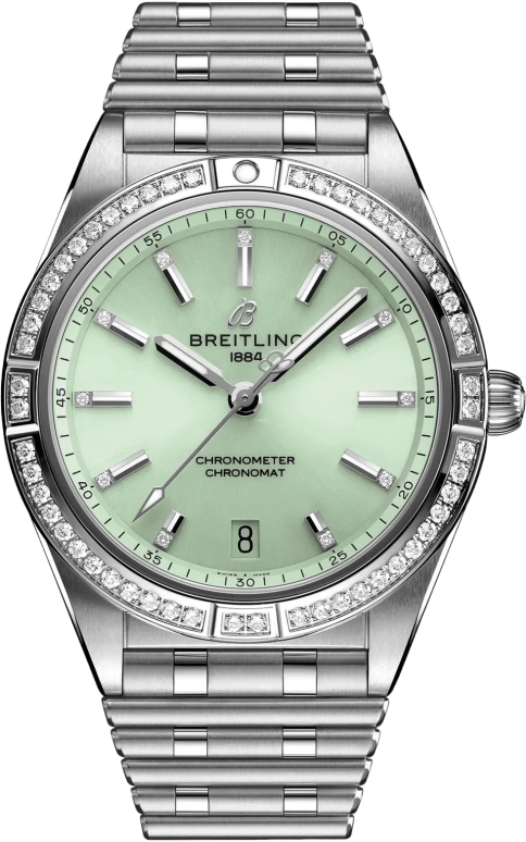 Breitling,Chronomat 36mm,36mm,Stainless Steel,Green,Automatic,Chronograph,Day,A10380591L1A1