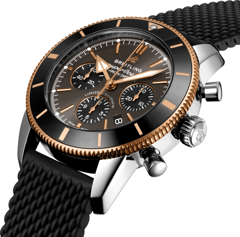 Breitling,Superocean Heritage 44mm,44mm,Red Gold,Stainless Steel,Grey,Automatic,Chronograph,Day,UB01621A1M1S1