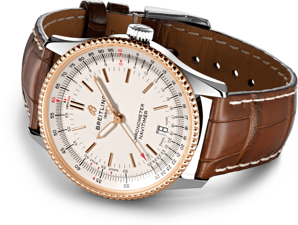 Breitling,Navitimer 38mm,38mm,Red Gold,Stainless Steel,Silver,Automatic,Chronograph,Date,Anti-magnetic,U17325211G1P1