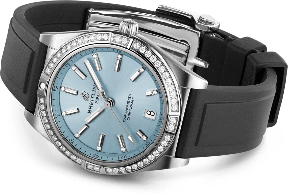 Breitling,Chronomat 36mm,36mm,Stainless Steel,White Gold,Ice Blue,Automatic,Chronograph,Day,G10380591C1S1
