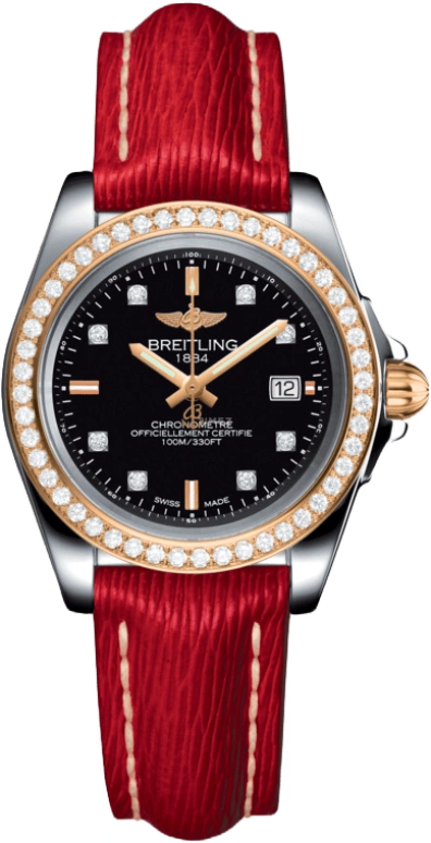 Breitling,Galactic 32mm,32mm,Rose Gold,Stainless Steel,Black,Quartz,Day,26280hours,C7133053,C7133053/BF64/209X/A14BA.1