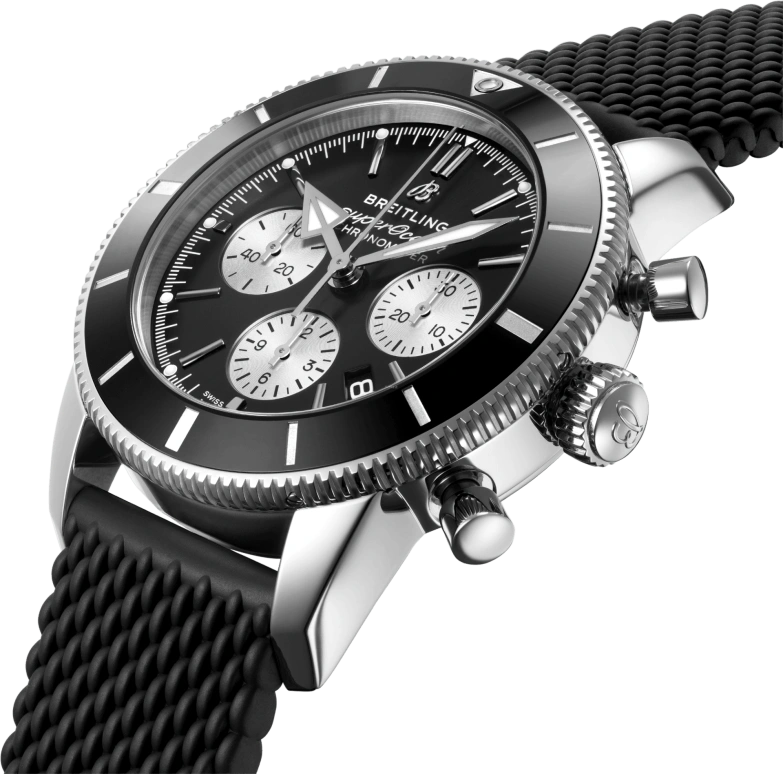 Breitling,Superocean Heritage 44mm,44mm,Stainless Steel,Black,Silver,Automatic,Chronograph,Day,AB0162121B1S1
