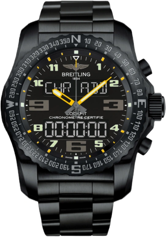 Breitling,Cockpit B50 46mm,46mm,Titanium,Black,Quartz,Countdown,Chronograph,Perpetual Calendar,Month,In-house Caliber,Sapphire,VB5010A4,VB5010A4/BD41/176V