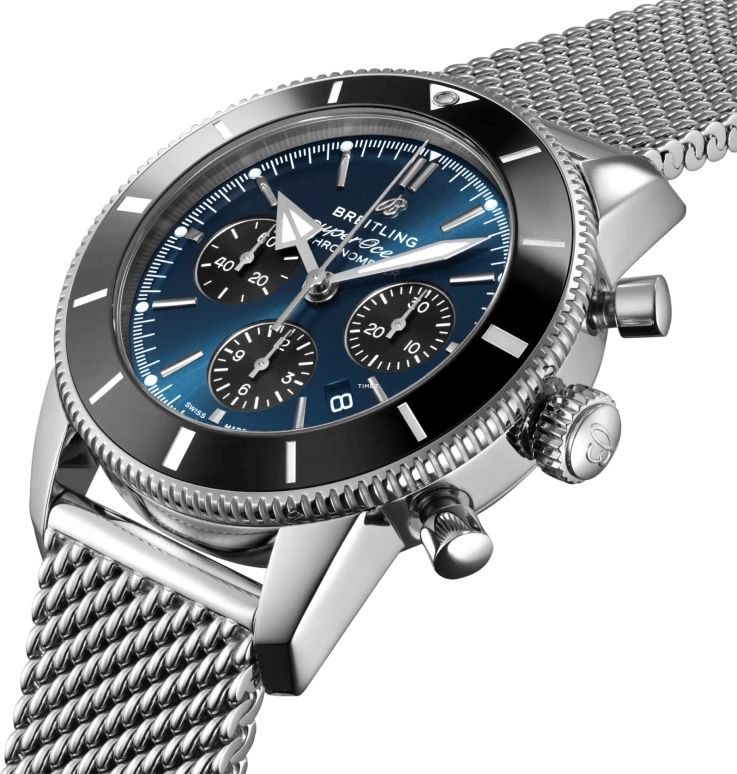 Breitling,Superocean Heritage 44mm,44mm,Stainless Steel,Blue,Automatic,Chronograph,Day,AB0162121C1A1