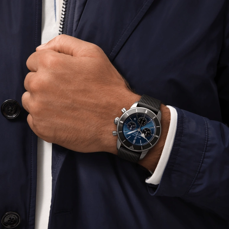 Breitling,Superocean Heritage 44mm,44mm,Stainless Steel,Blue,Automatic,Chronograph,Day,AB0162121C1S1