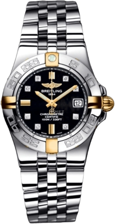 Breitling,Galactic 30mm,30mm,Yellow Gold,Stainless Steel,Black,Quartz,Date,26280hours,B71340L2,B71340L2/BA15/368A
